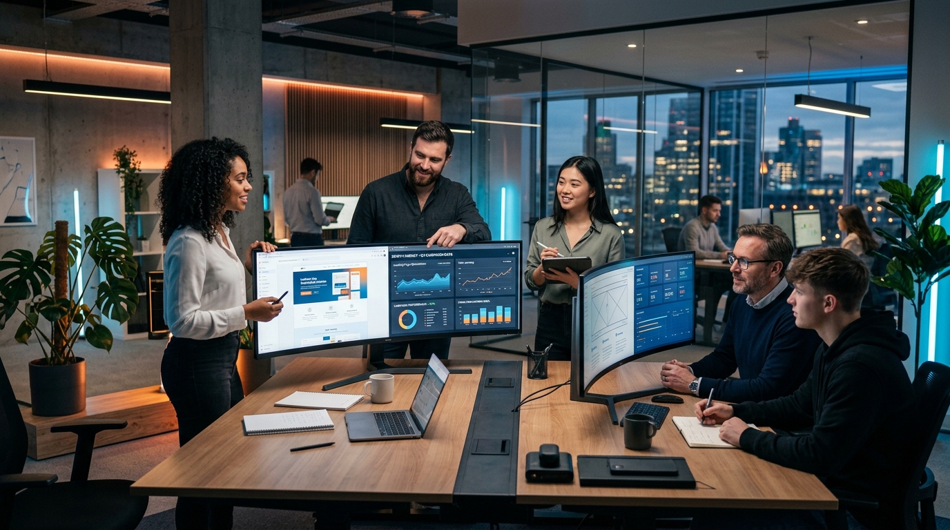 The team at work in the agency office